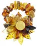 Double row amber bracelet with flower